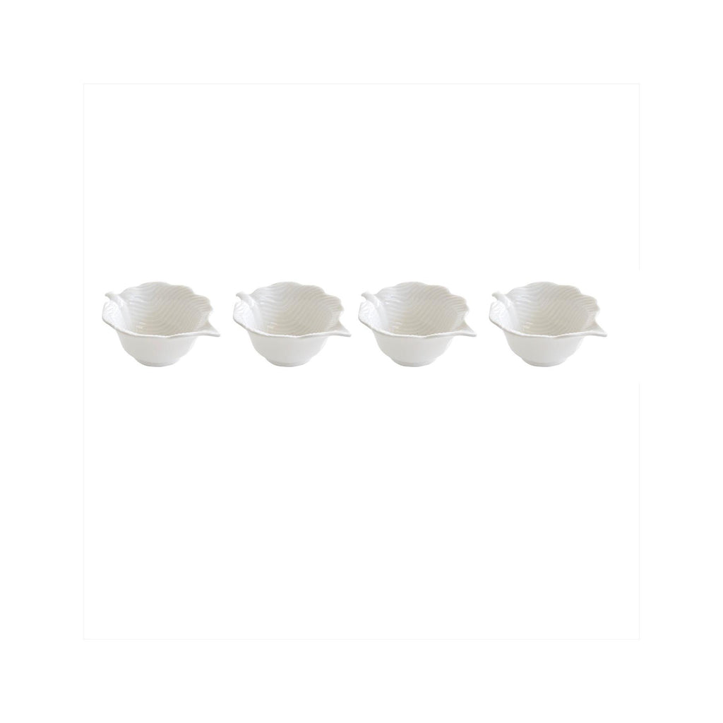 Madagascar - Set of 4 Mini Leaf Dishes - Porcelain - White