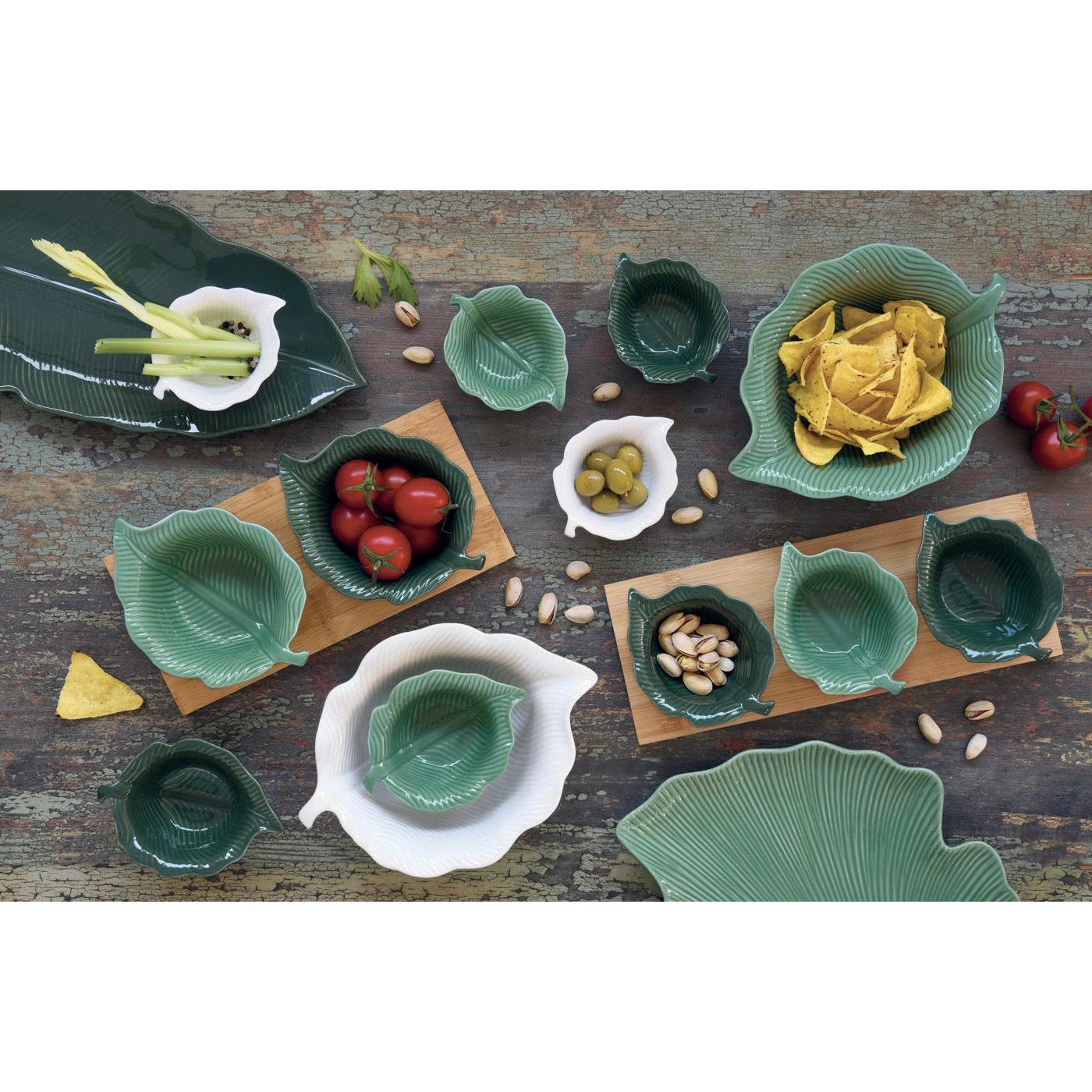 Madagascar - Set of 4 Mini Leaf Dishes - Porcelain - White