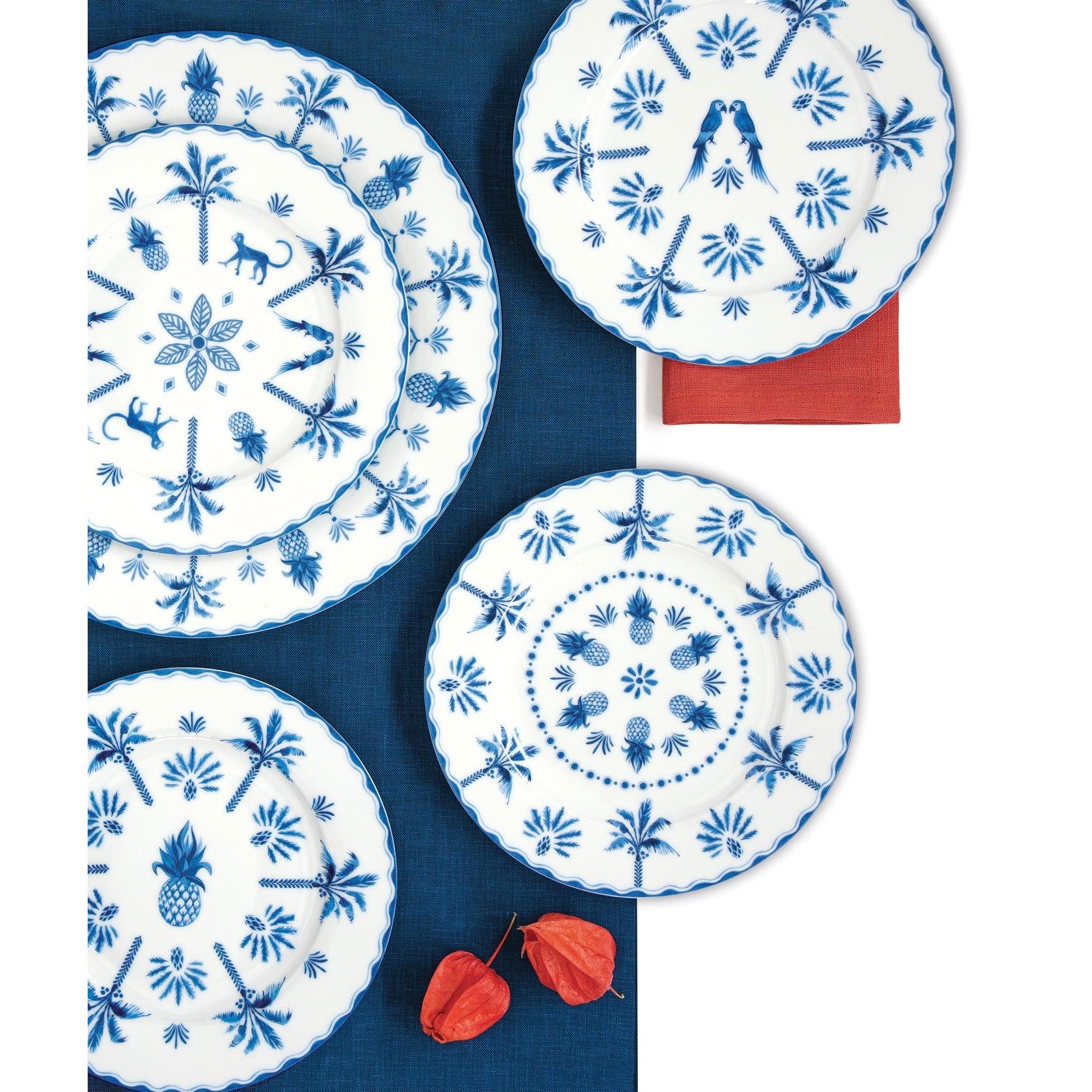 Exotic Vibes - Aperitif Set with 4 Bowls - Porcelain and Bamboo - Blue