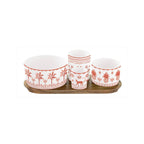 Exotic Vibes - Aperitif Set with 4 Bowls - Porcelain and Bamboo - Multicolour