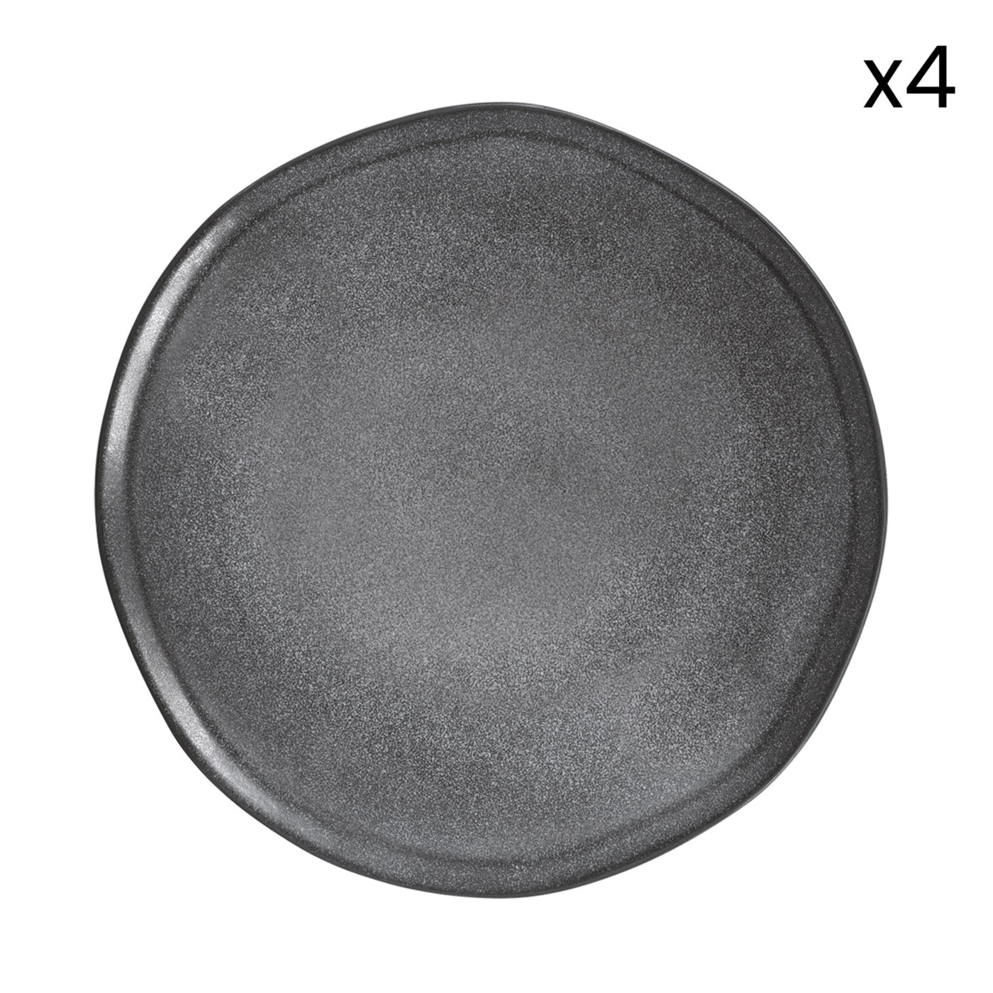 Essential - Set De 4 Assiettes Plates - Grès - Gris Foncé