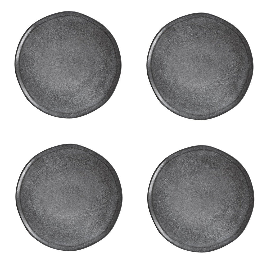 Essential - Set De 4 Assiettes Plates - Grès - Gris Foncé