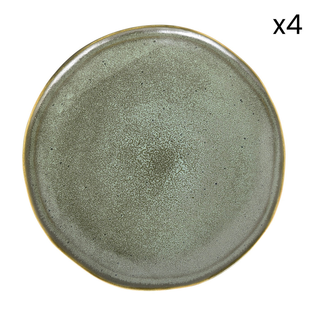 Essential - Set De 4 Assiettes Plates - Grès - Vert