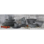 Essential - Set De 6 Tasses À Café Avec Soucoupes - Grès - Gris Foncé