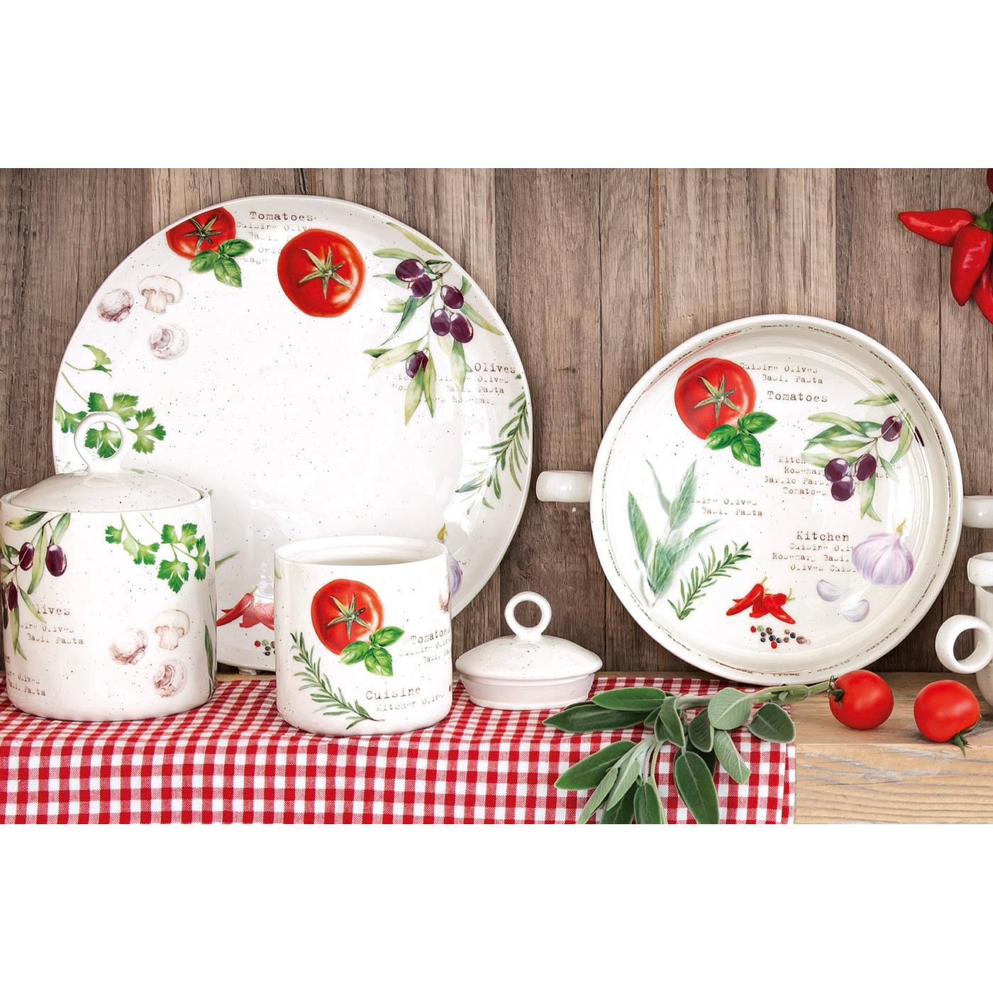 Home & Kitchen - Pot À Ustensiles Avec Ustensiles En Bois - Porcelaine - Multicolore