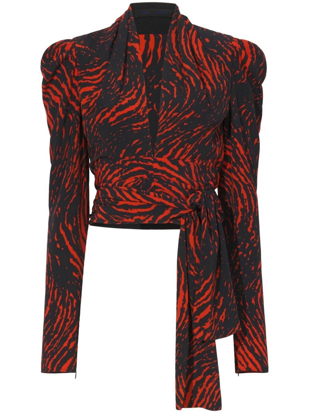 Proenza Schouler - Top de Crepé de China con Cuello en V de Espiral Pintada - Rojo Multicolor - Mujer