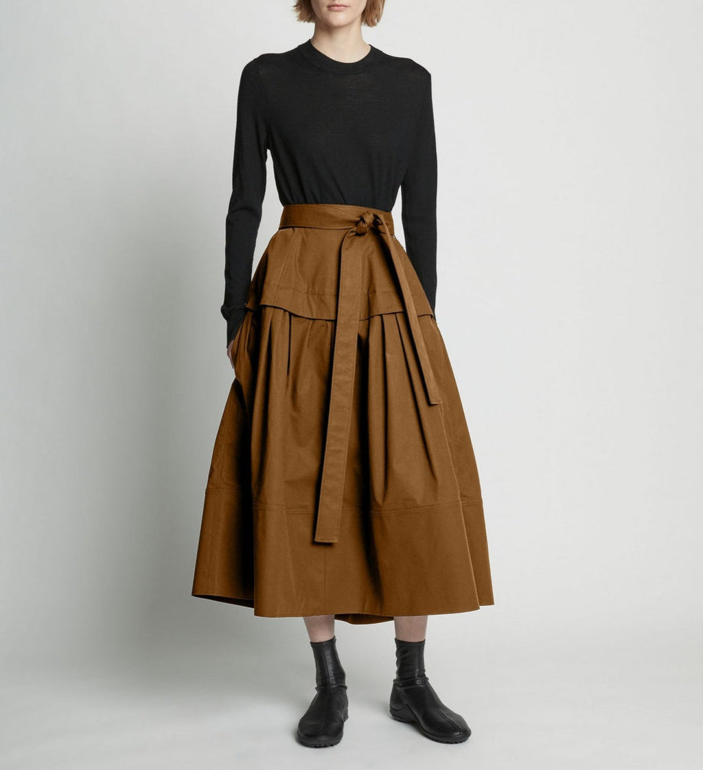 Proenza Schouler - Poplin Belted Skirt - Tobacco - Mujer