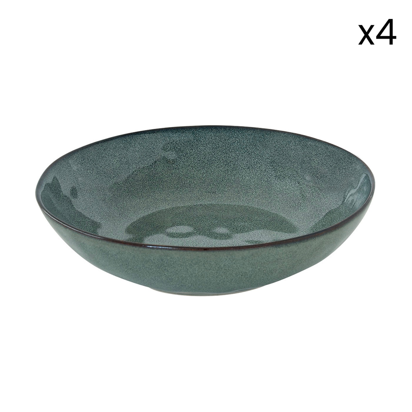 Genesis - Set De 4 Assiettes Creuses - Grès - Vert
