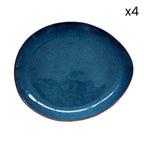 Genesis - Set De 4 Assiettes Plates - Grès - Bleu