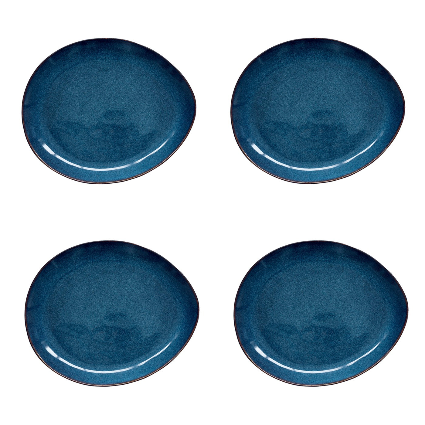 Genesis - Set De 4 Assiettes Plates - Grès - Bleu