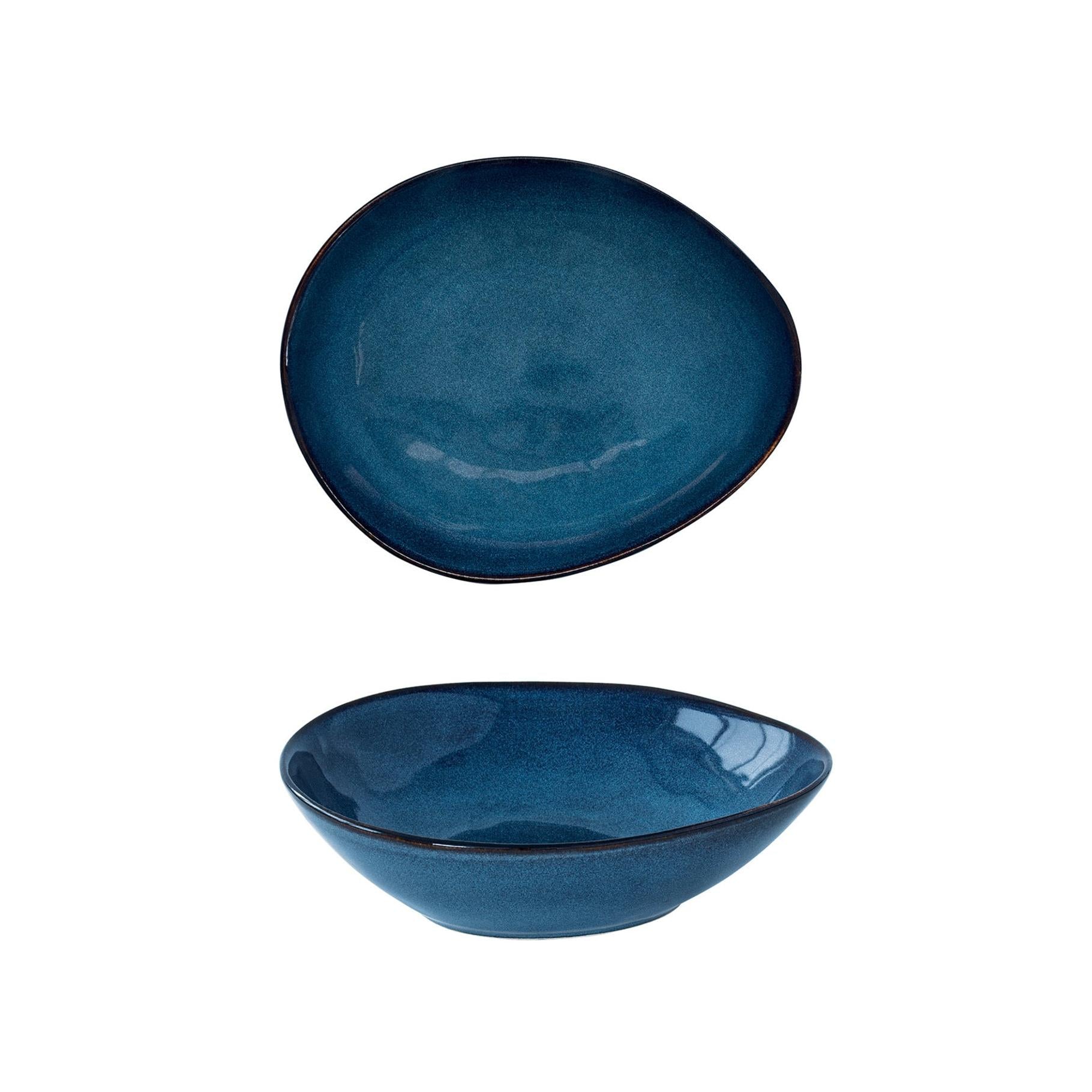 Genesis - Set De 4 Assiettes Creuses - Grès - Bleu