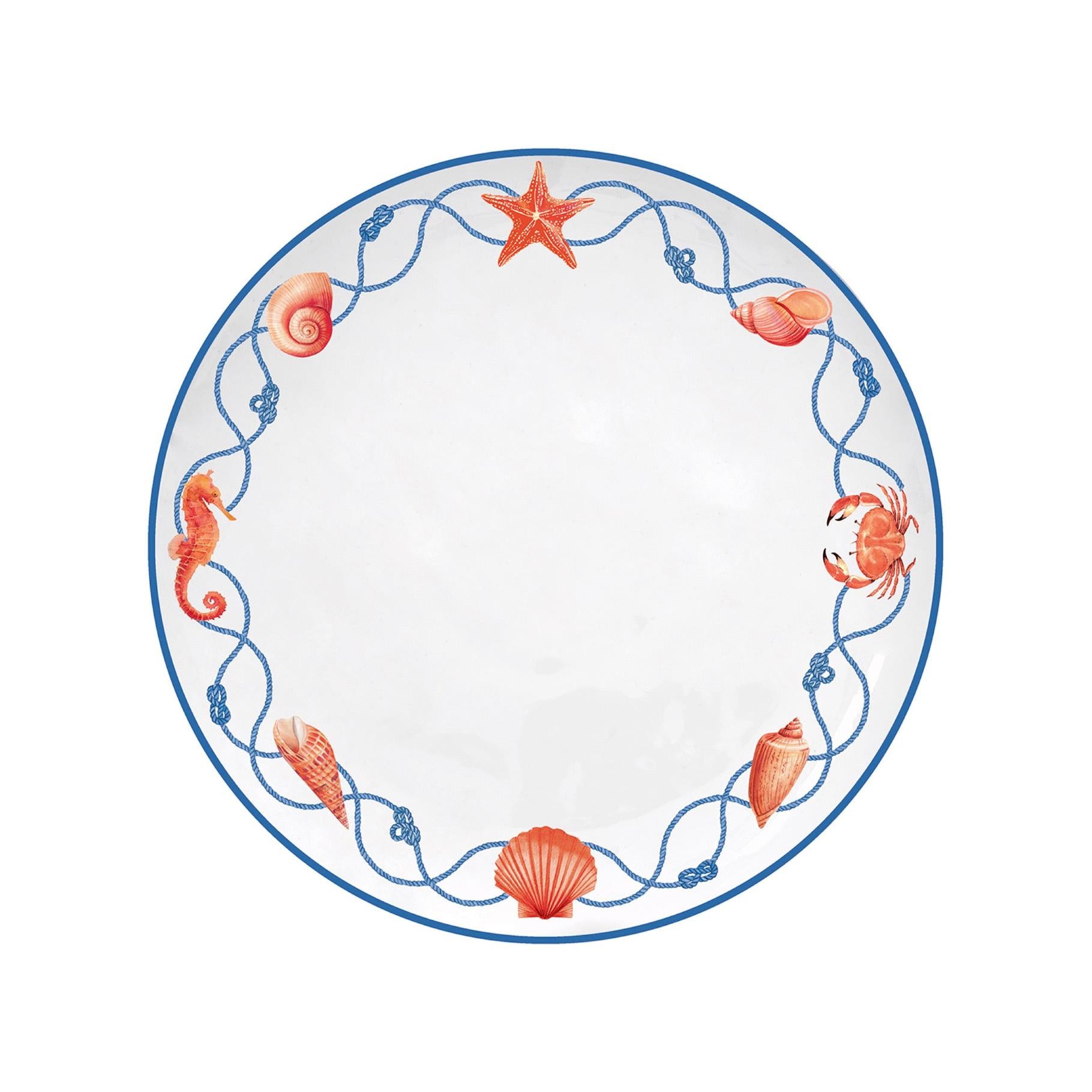 Cote De Mer - Set De 4 Assiettes Plates - Porcelaine - Multicolore