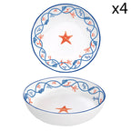 Cote De Mer - Set De 4 Assiettes Creuses - Porcelaine - Multicolore