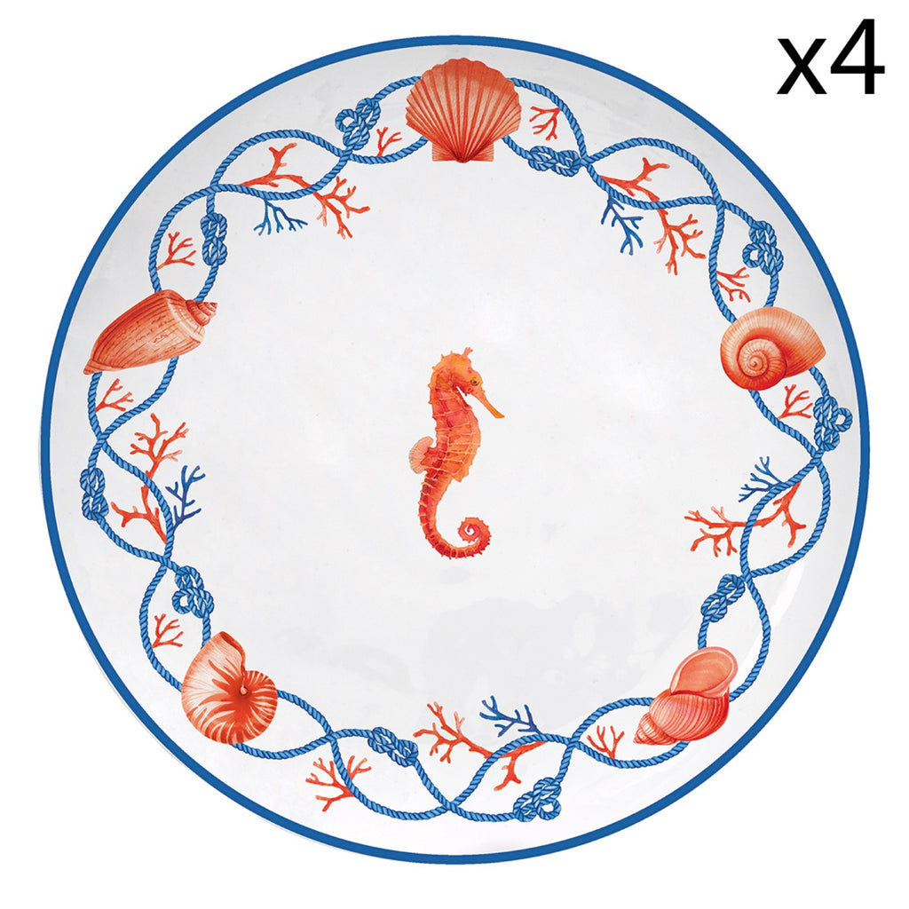 Cote De Mer - Set De 4 Assiettes Hippocampe - Porcelaine - Multicolore