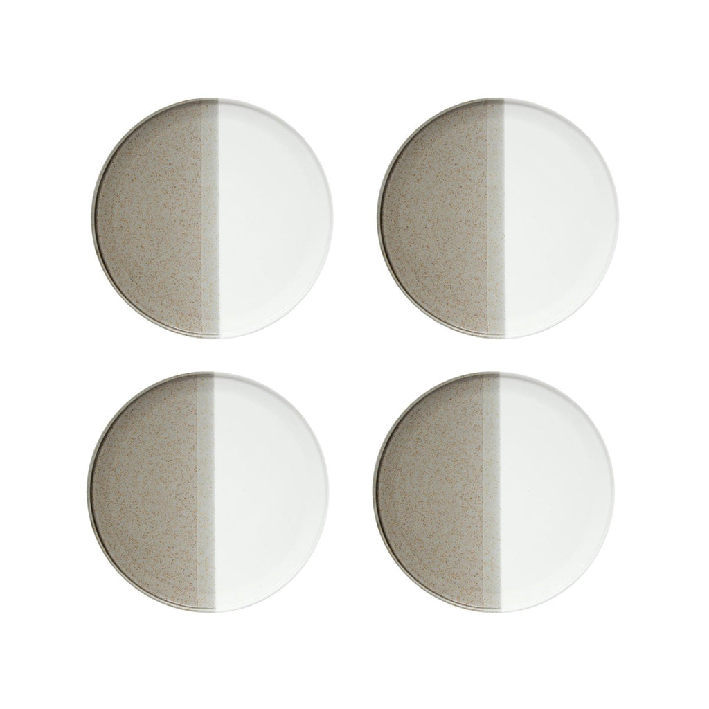 Double - Set De 4 Assiettes Plates - Porcelaine - Beige