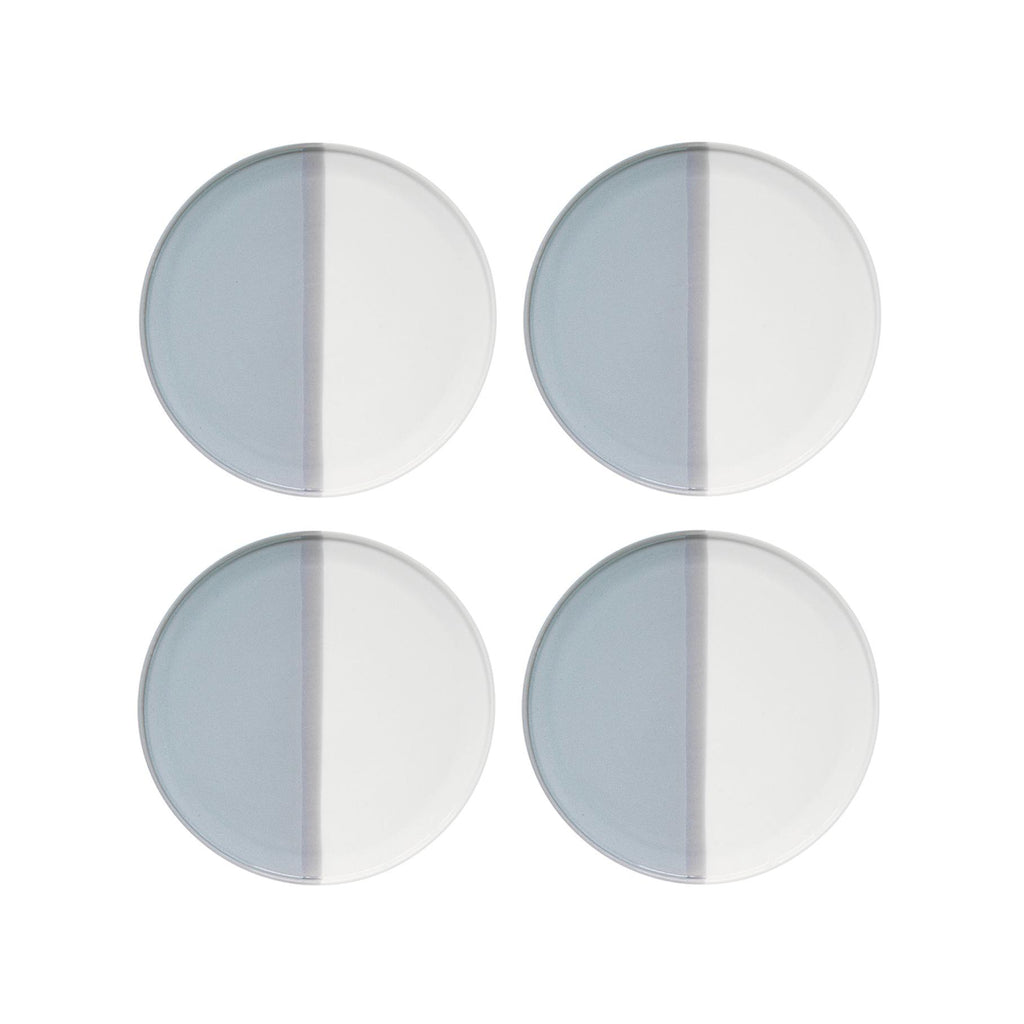 Double - Set De 4 Assiettes Plates - Porcelaine - Gris