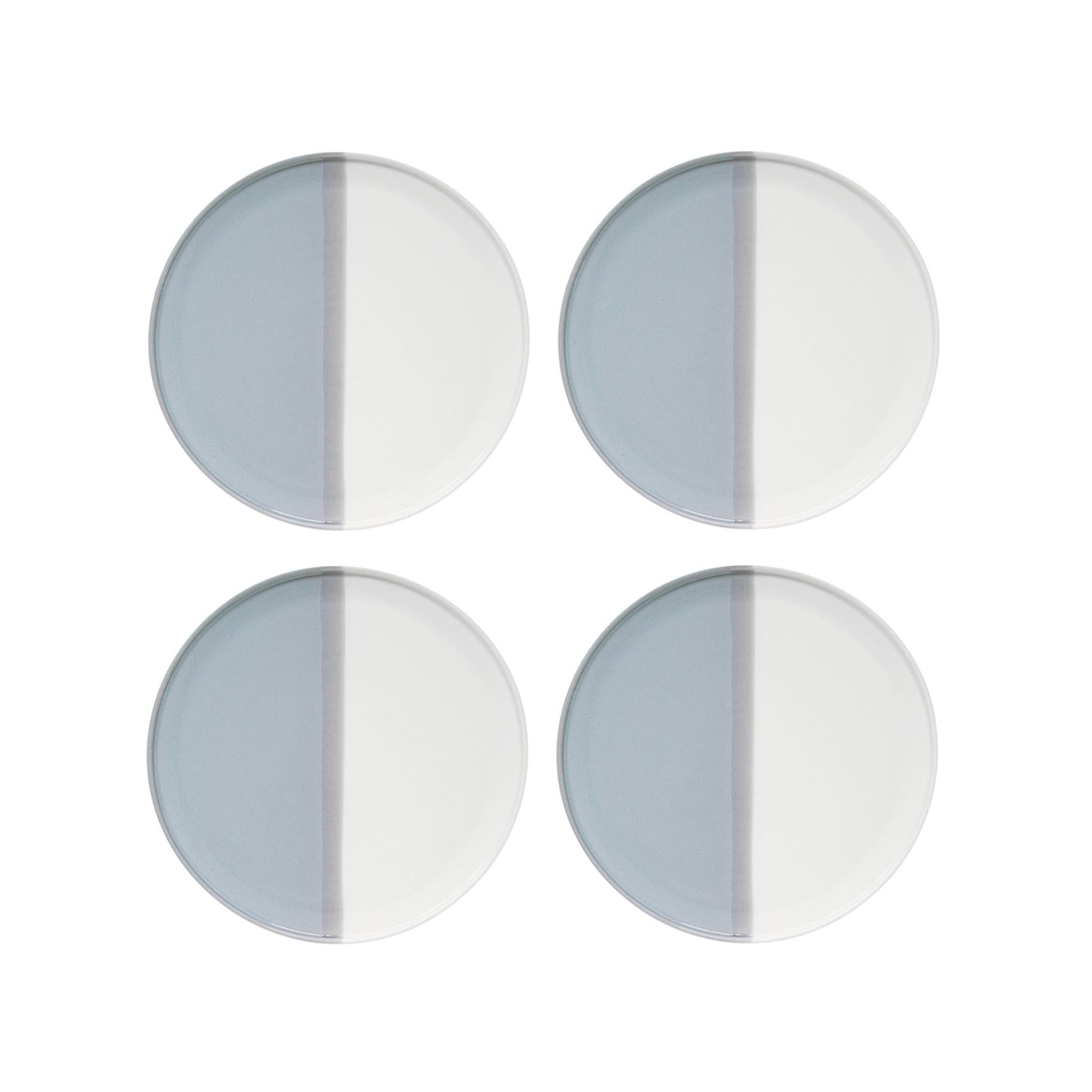 Double - Set De 4 Assiettes Plates - Porcelaine - Gris