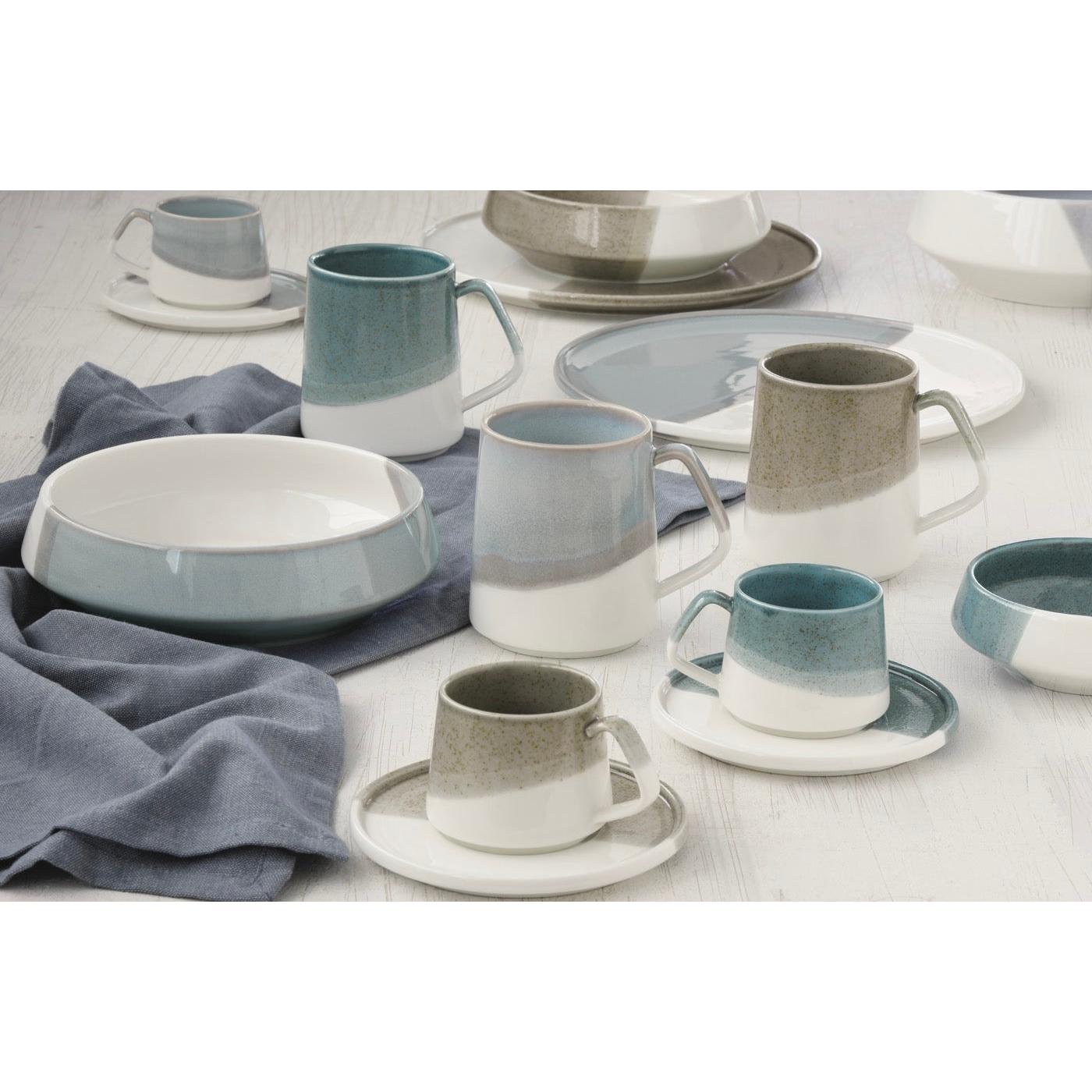 Double - Set De 4 Assiettes Plates - Porcelaine - Gris