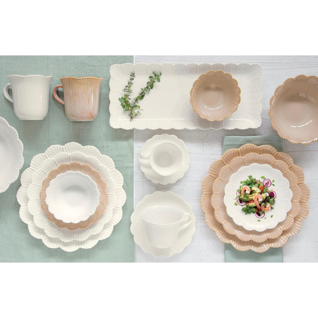 Fleuri - Set of 6 Dessert Plates - Porcelain - Beige
