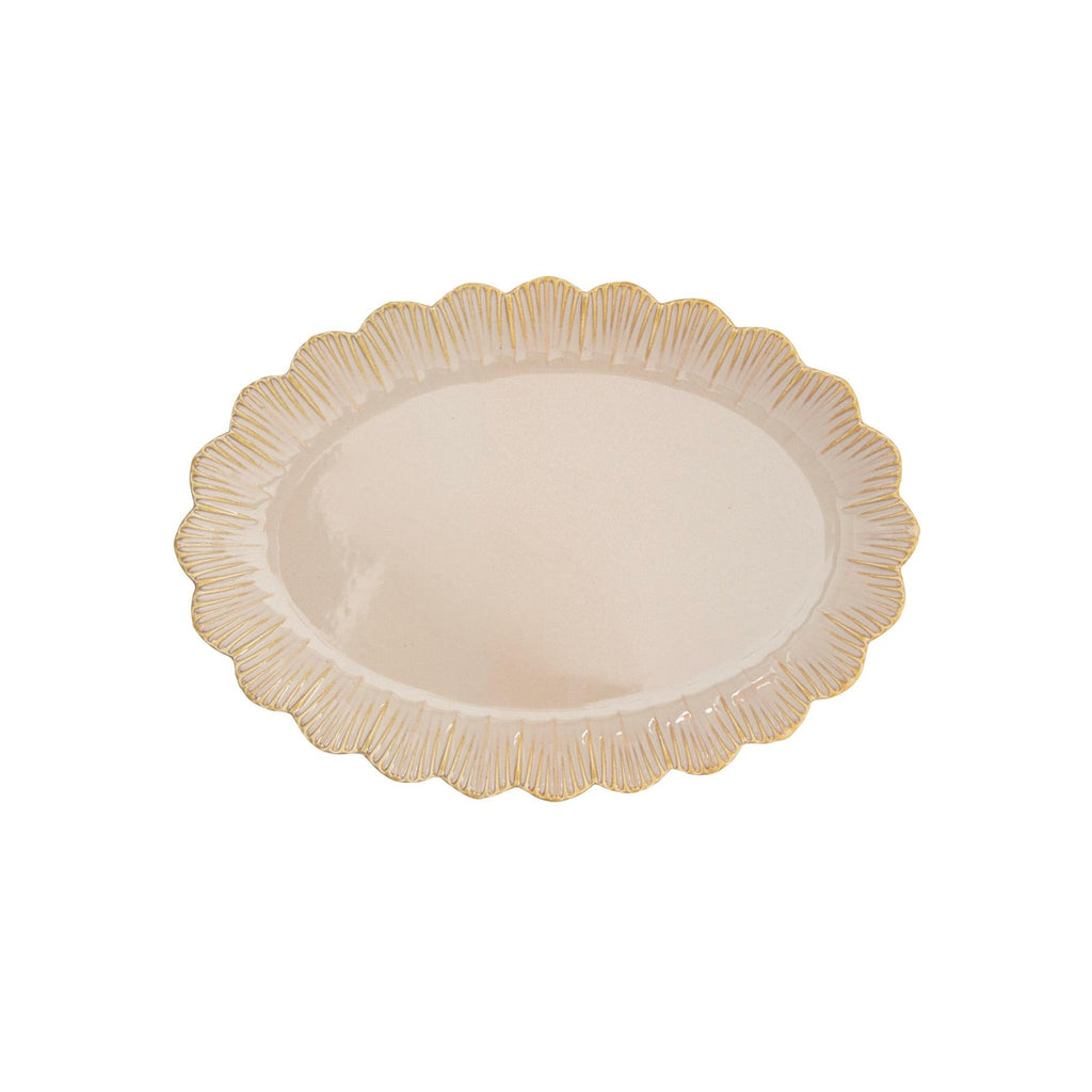 Fleuri - Set Of 4 Oval Serving Dishes - Porcelain - Beige