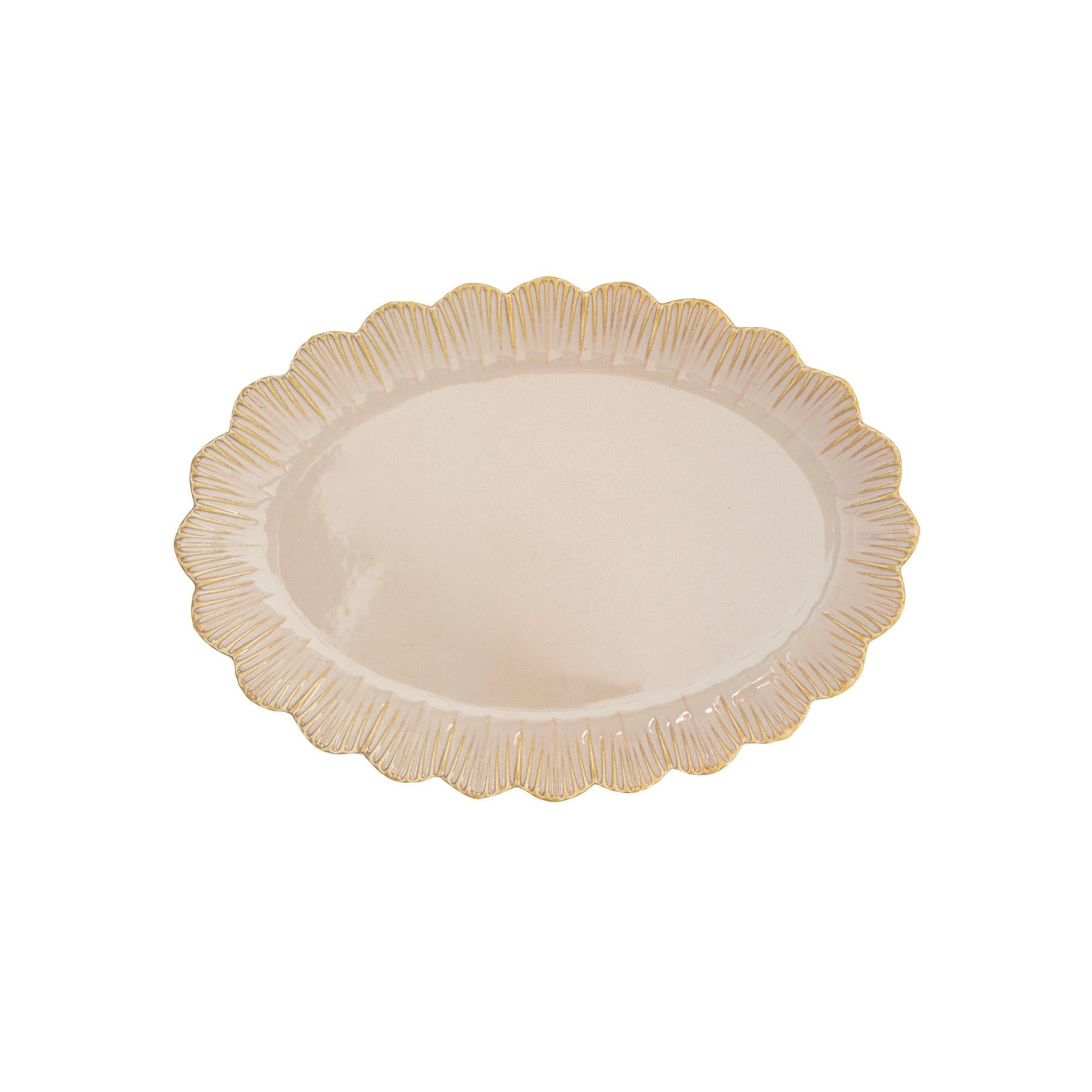 Fleuri - Set Of 4 Oval Serving Dishes - Porcelain - Beige
