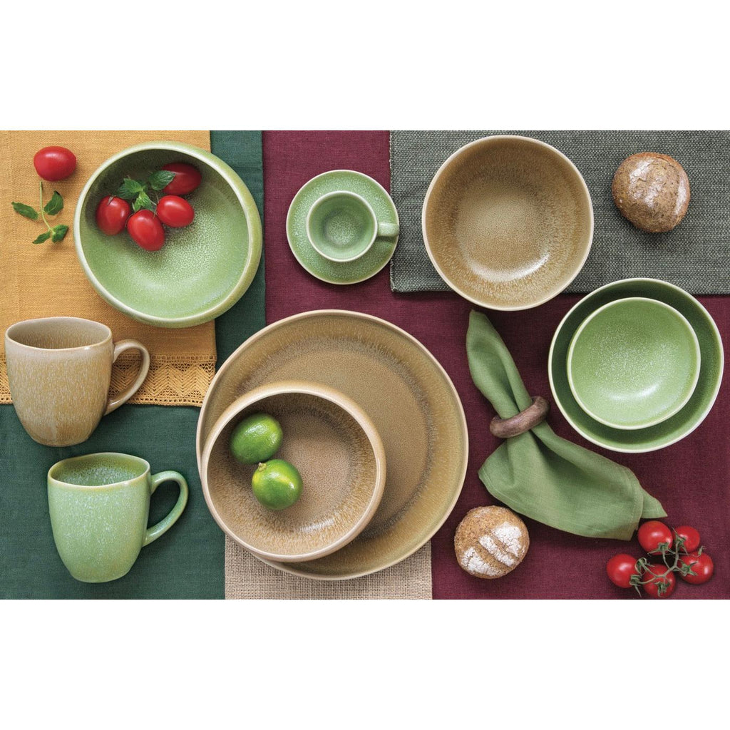 Terra - Set De 6 Assiettes Plates - Grès - Vert