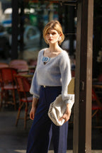 Pull En Mohair Et Laine À Boucle De Ceinture - Bleu Lilas