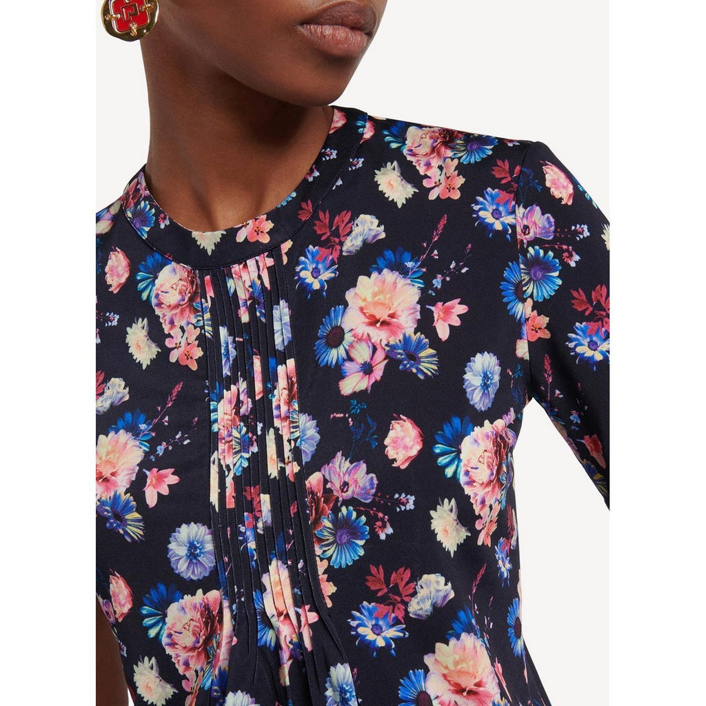Top Tricoté - Mini Fleurs Néon Marine