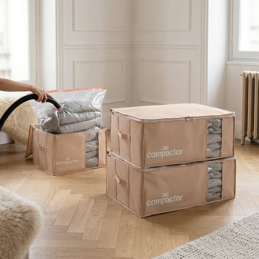 Lot 3 Housses Rangement Sous Vide Xxl+M Rose