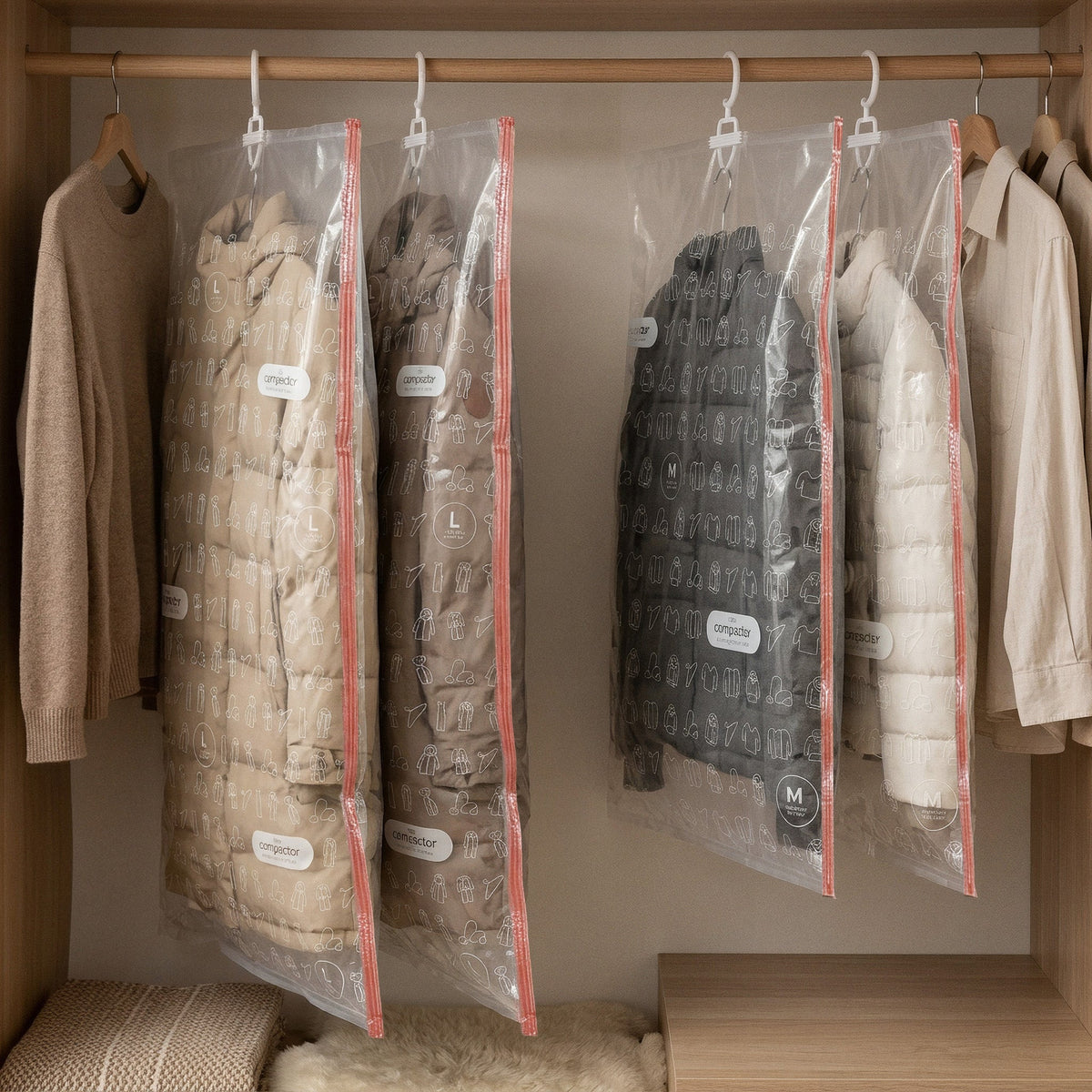 Lot 4 Sacs Rangement Sous Vide À Suspendre