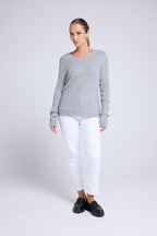 Raphaelle Cable-Knit Crew-Neck Jumper - Grey