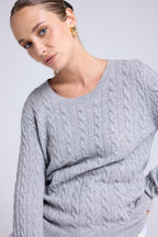 Raphaelle Cable-Knit Crew-Neck Jumper - Grey