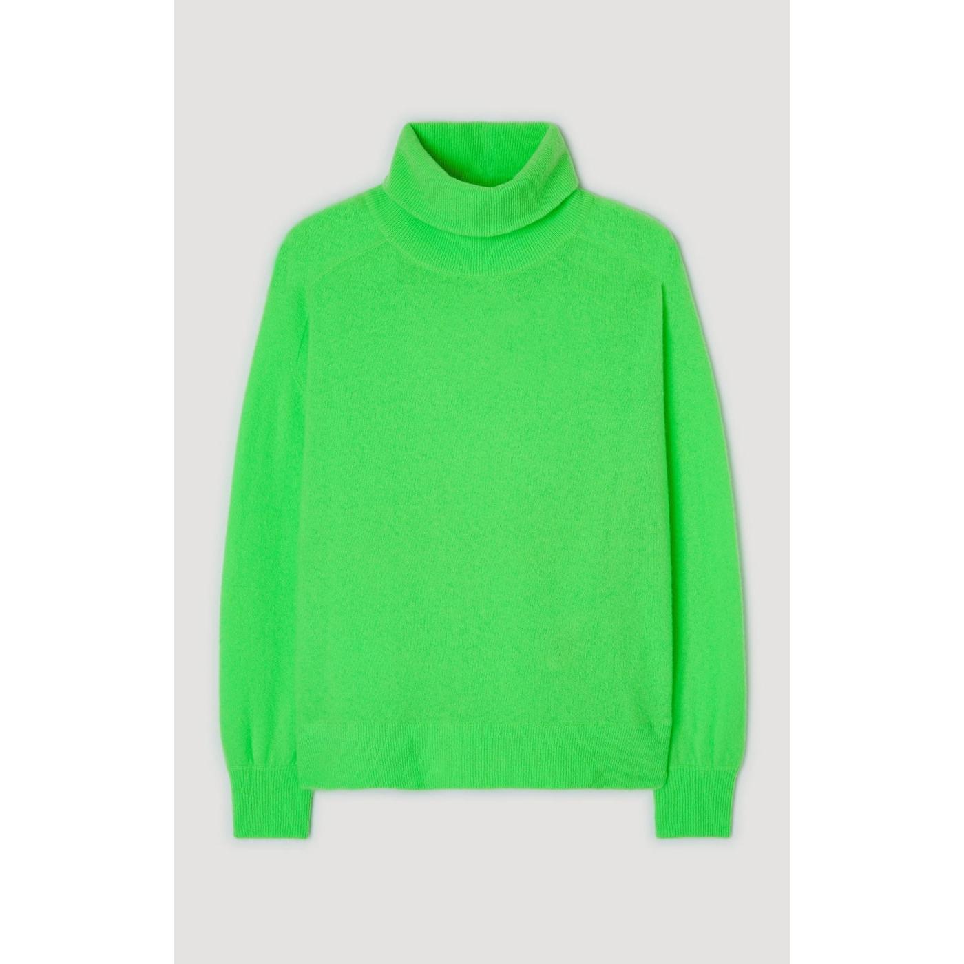 Pull Col Roule - Vert Fluo - Femme