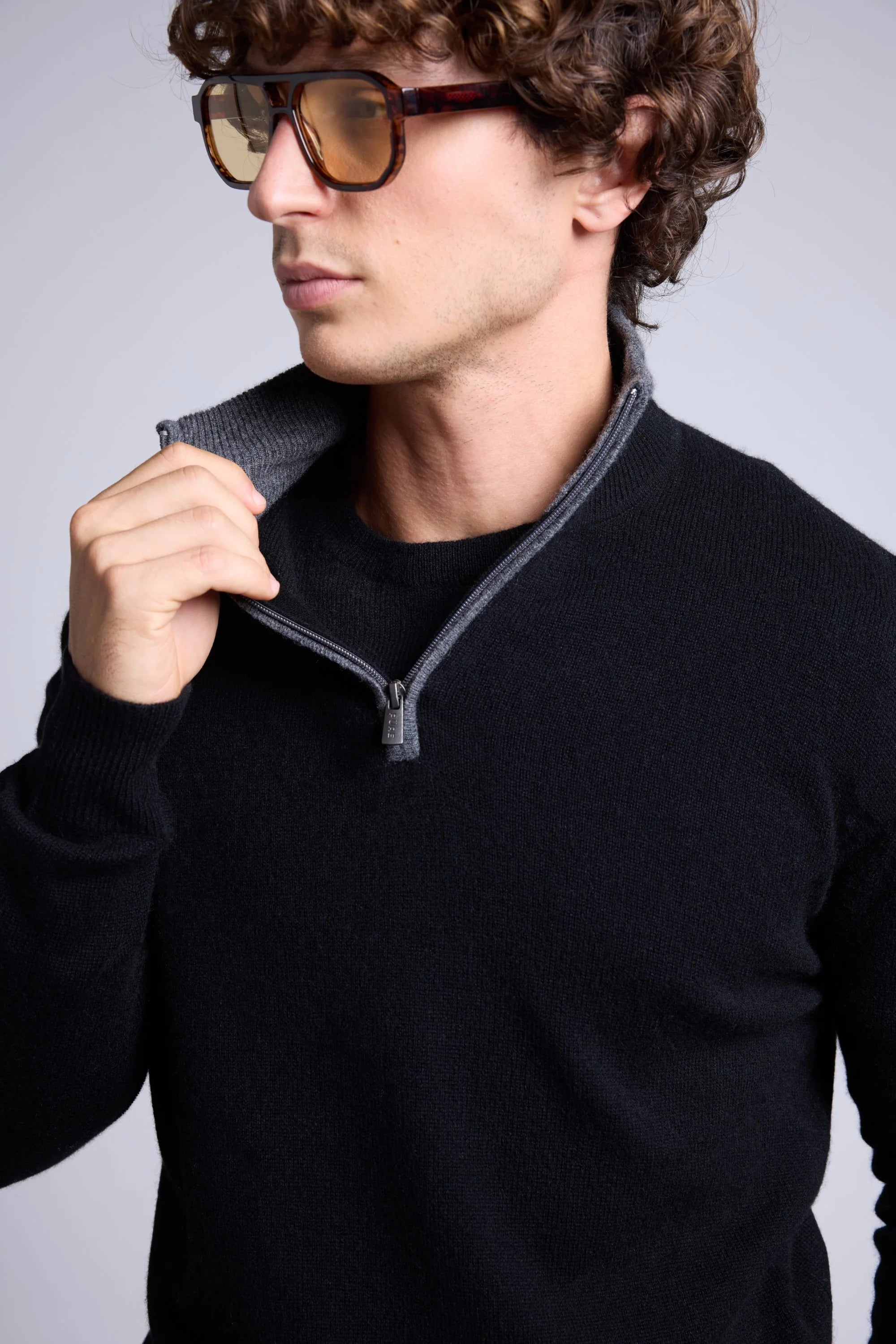 Jersey Rayman de cuello alto con cremallera - Negro y gris - Hombre