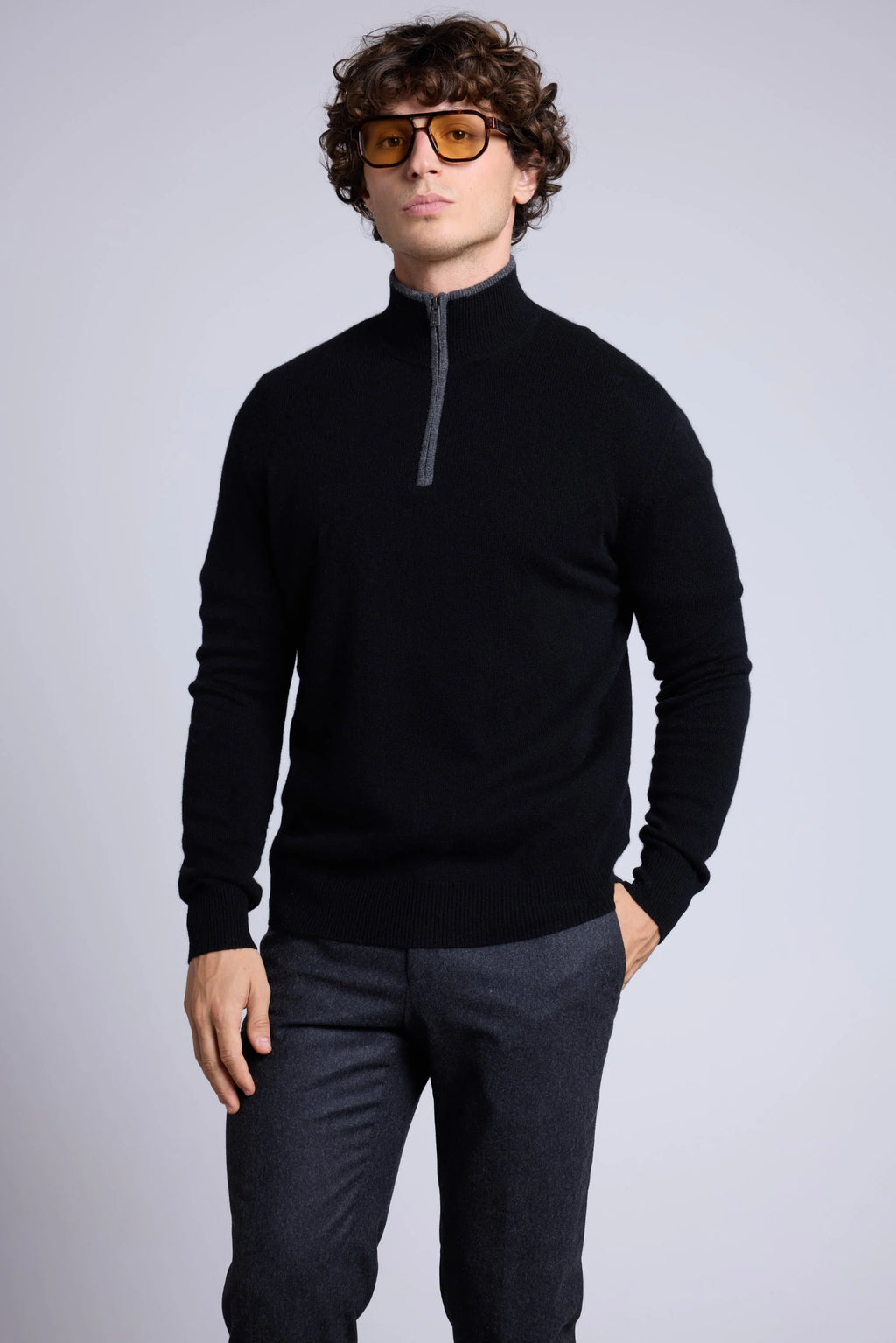 Jersey Rayman de cuello alto con cremallera - Negro y gris - Hombre