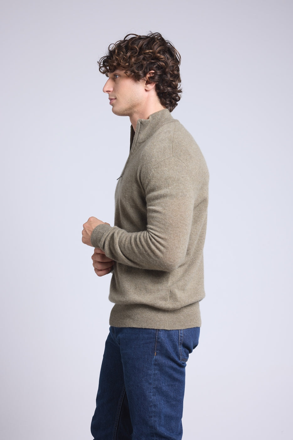 Pull Col Zippe Montant  Rayman - Vert Khaki - Homme