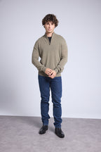 Pull Col Zippe Montant  Rayman - Vert Khaki - Homme