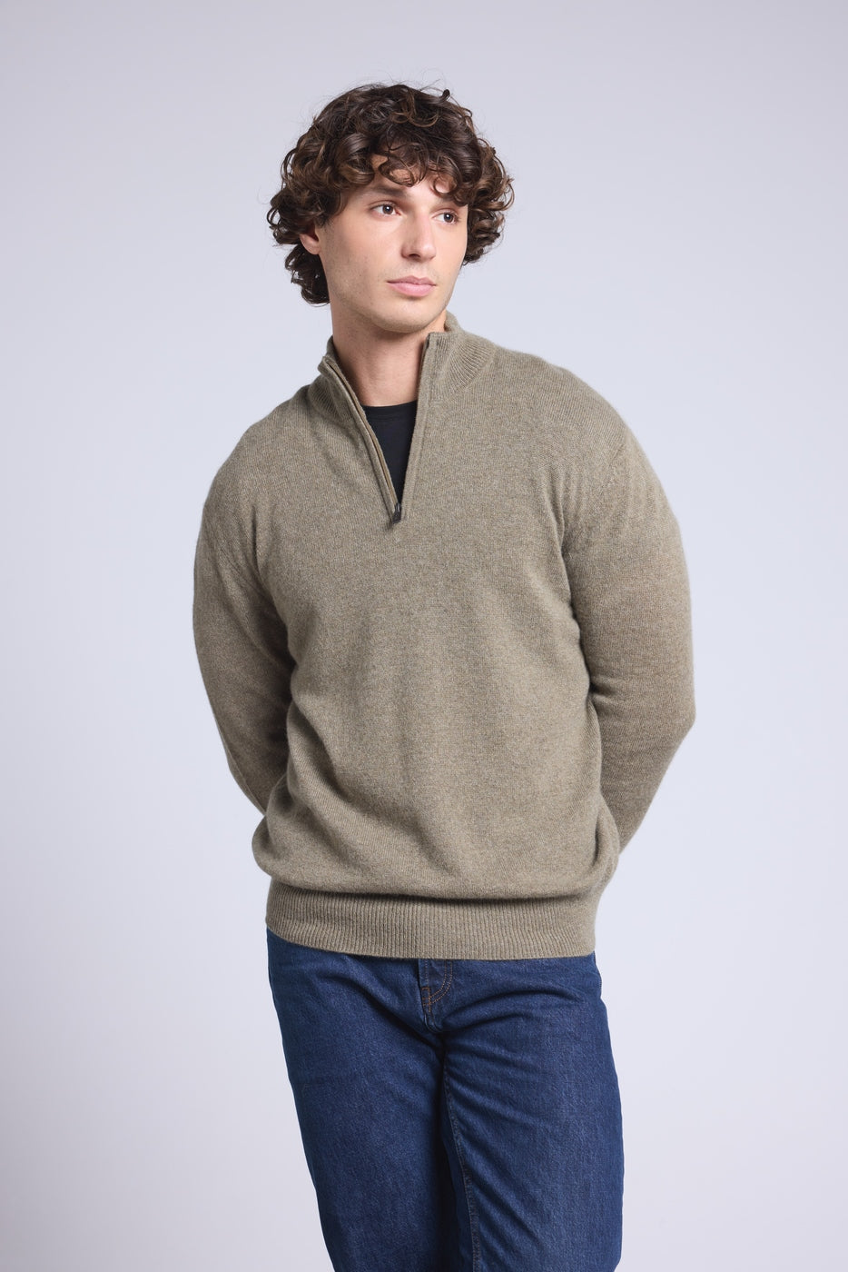 Pull Col Zippe Montant  Rayman - Vert Khaki - Homme