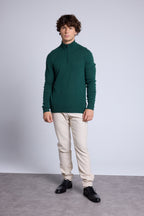 Jersey de cuello alto con cremallera Rayman - Verde botella - Hombre