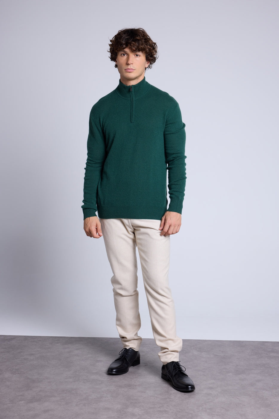 Jersey de cuello alto con cremallera Rayman - Verde botella - Hombre