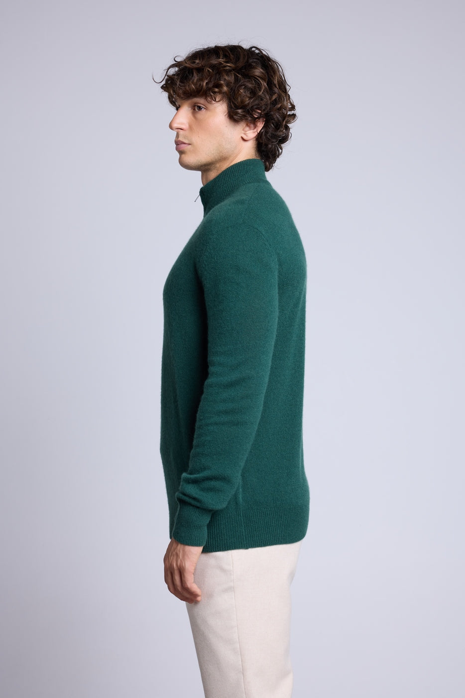 Jersey de cuello alto con cremallera Rayman - Verde botella - Hombre