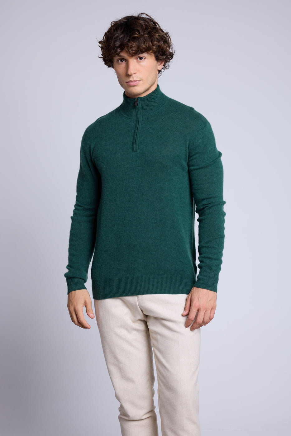 Jersey de cuello alto con cremallera Rayman - Verde botella - Hombre