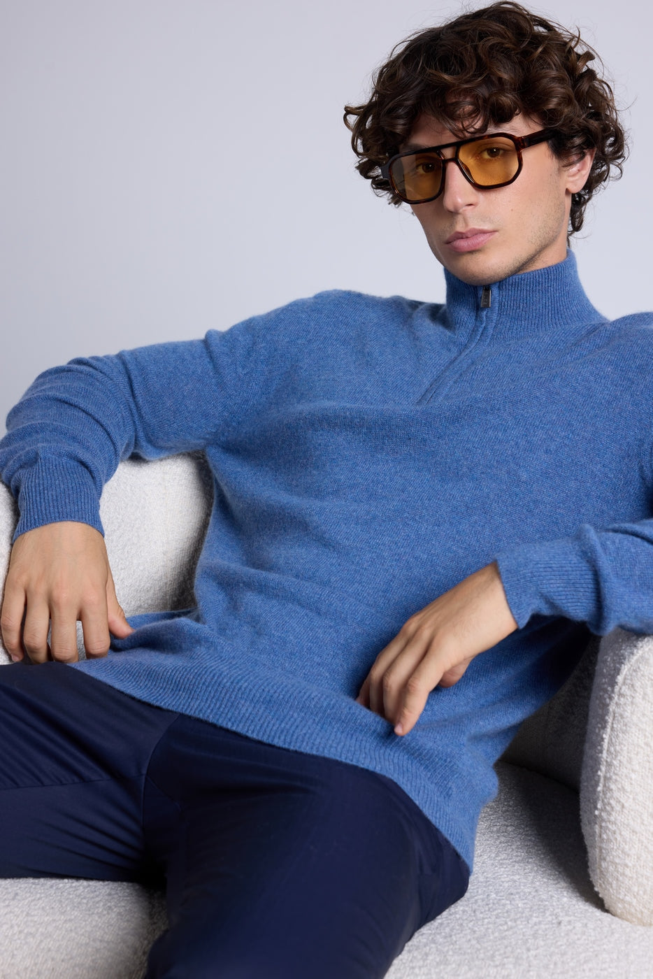 Jersey Rayman de cuello alto con cremallera - Azul vaquero - Hombre