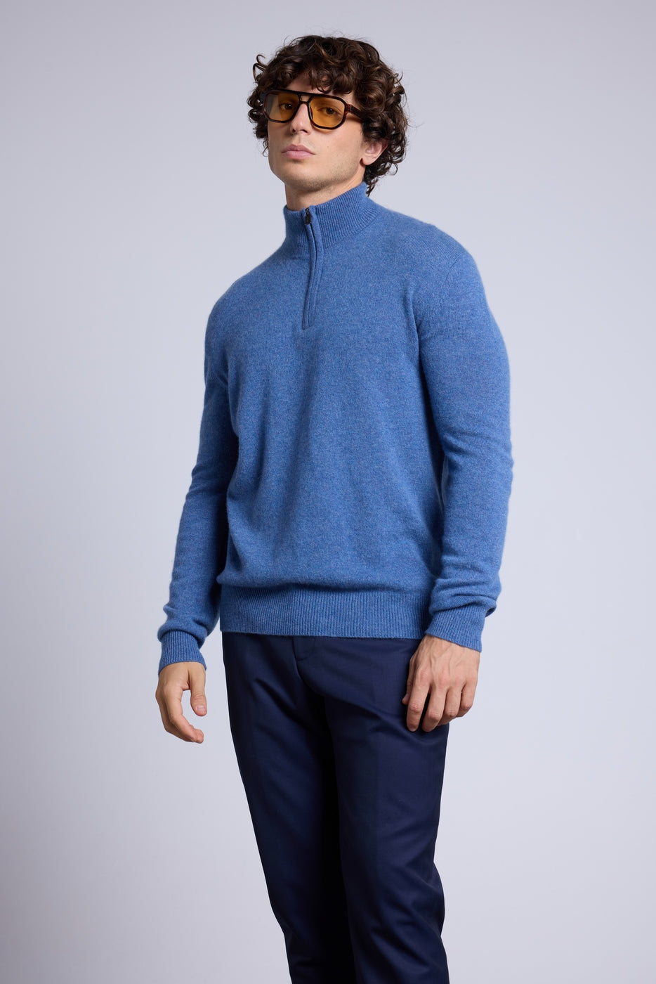 Jersey Rayman de cuello alto con cremallera - Azul vaquero - Hombre