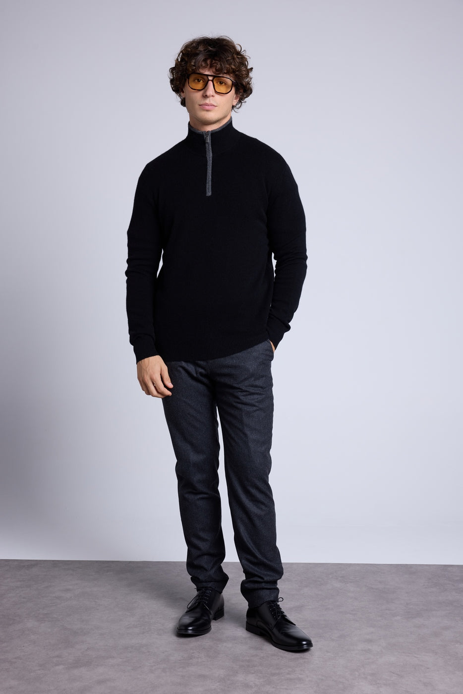 Jersey Rayman de cuello alto con cremallera - Negro y gris - Hombre