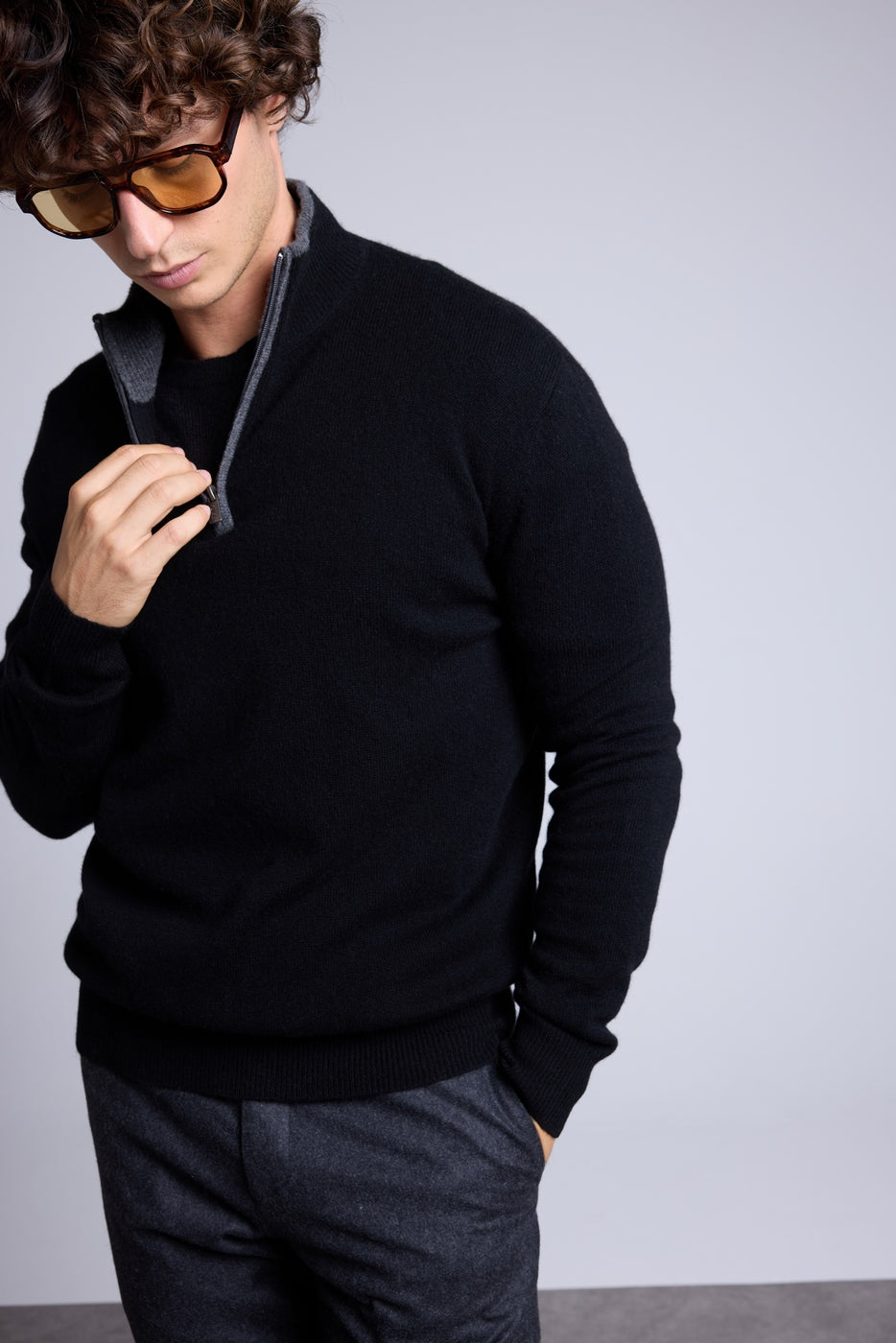 Jersey Rayman de cuello alto con cremallera - Negro y gris - Hombre