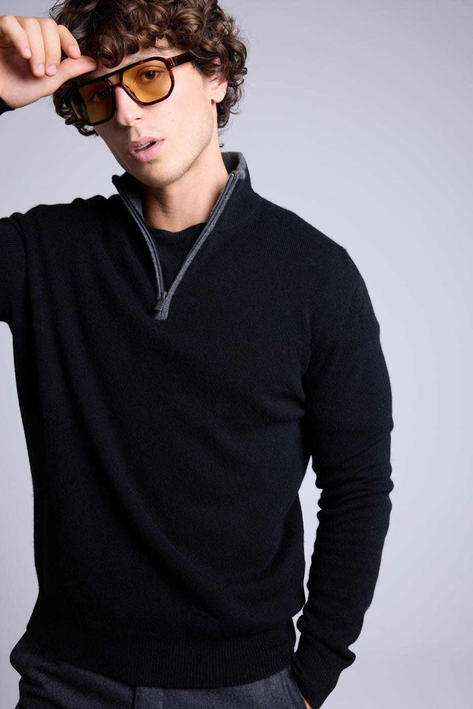 Jersey Rayman de cuello alto con cremallera - Negro y gris - Hombre