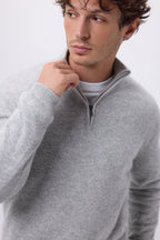 Pull Col Montant Zippe Rayman - Gris Clair - Homme