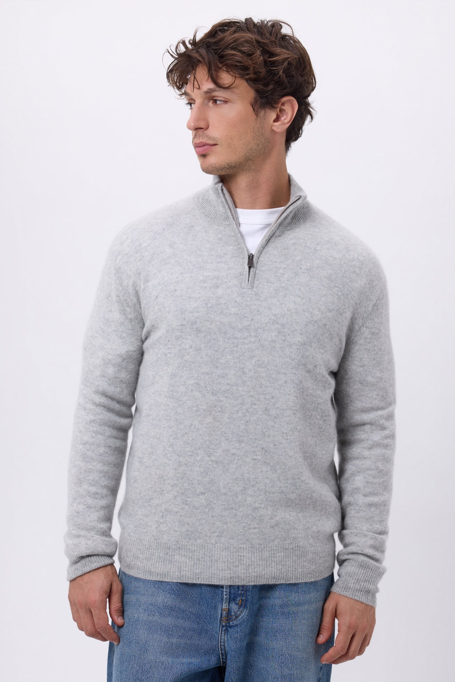 Pull Col Montant Zippe Rayman - Gris Clair - Homme