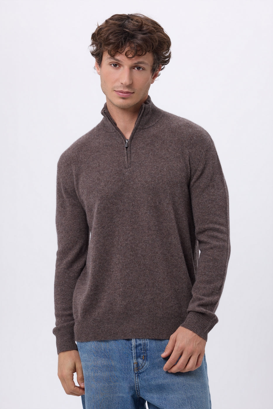 Pull Col Montant Zippe Rayman - Marron Chine - Homme